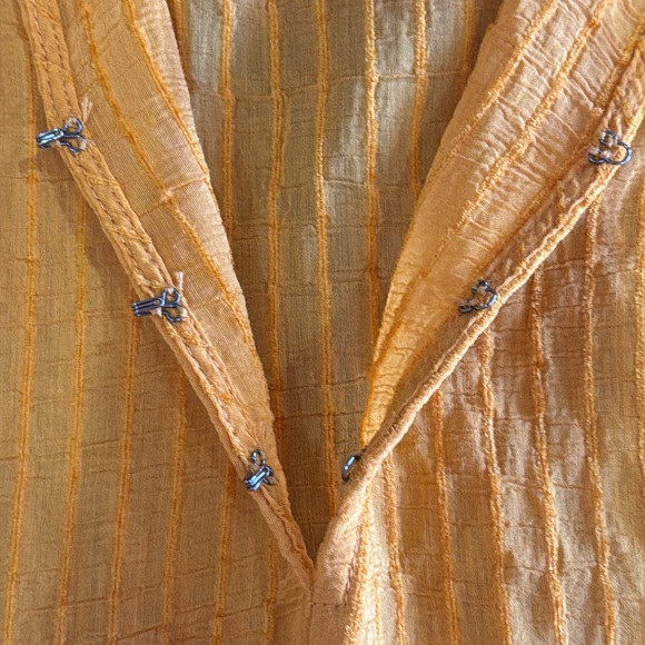 Torrid Stripe Gauze Lace-Up Peasant Mineral Yellow Blouse Ladies 0 - Picture 6 of 16